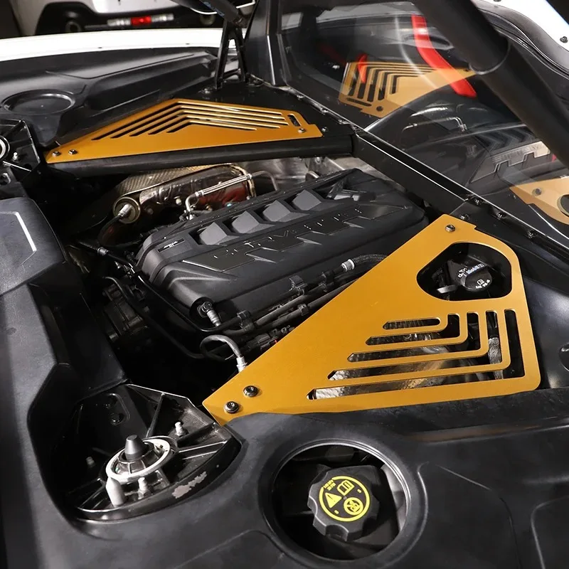 Фото Для Chevrolet Corvette C8 Stingray Z51 Z06 2020-2025 автомобильная крышка отсека двигателя из алюминиевого сплава, накладка на панель, автомобильные аксессуары №5