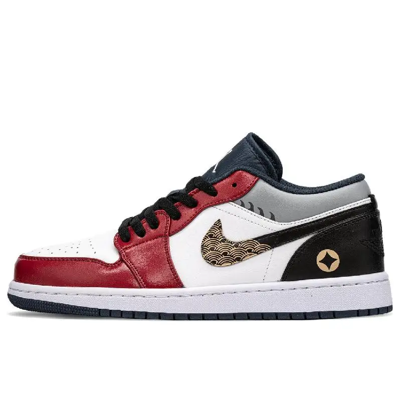 【Настроить】Винтажные баскетбольные кроссовки Air Jordan 1, мужские низкие черные/красные кроссовки 553558 -414