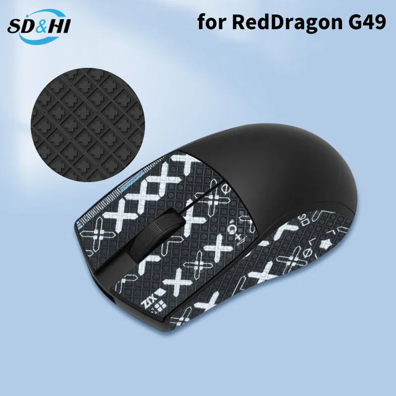 Фото Противоскользящая лента для ручки мыши, наклейка на скейт для RedDragon G49, игровая мышь, настольный геймер, нескользящие аксессуары для сосания пота №3