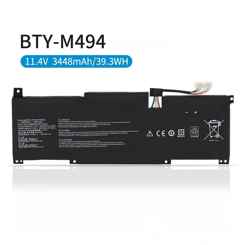Фото Новый высококачественный литий-ионный аккумулятор для ноутбука BTY-M494 11,4 В, 39,3 Втч для MSI MODERN 14 C11M C12M C12MO 15 A10RB A11M A11MU №3