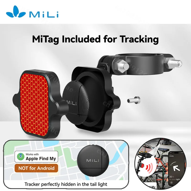 Mili Locator Многофункциональный трекер наклейка на задний фонарь велосипеда предупреждение о ночной езде велосипеда светоотражающая наклейка для Apple Find My