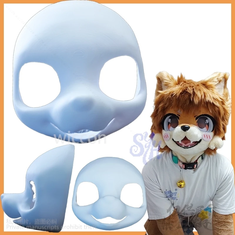 Аниме Kemono Dog Fursuit Base Косплей Kawaii 3D Полилуактическая кислота Голова База Череп Пушистый Furrsuit Щенок Головной убор Кигуруми Хэллоуин
