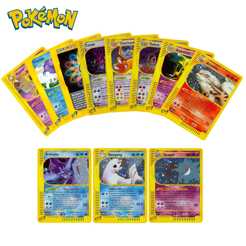 Покемон E-Card флэш-карты Charizard Alakazam Arcanine Rainbow Energy Pokemon Сияющие торговые карты коллекционные карты детские игрушки