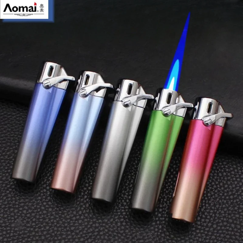 AOMAI новая надувная газовая зажигалка градиентная мини портативная металлическая видимая газовая зажигалка для окон ветрозащитная прикуриватель персонализированные подарки