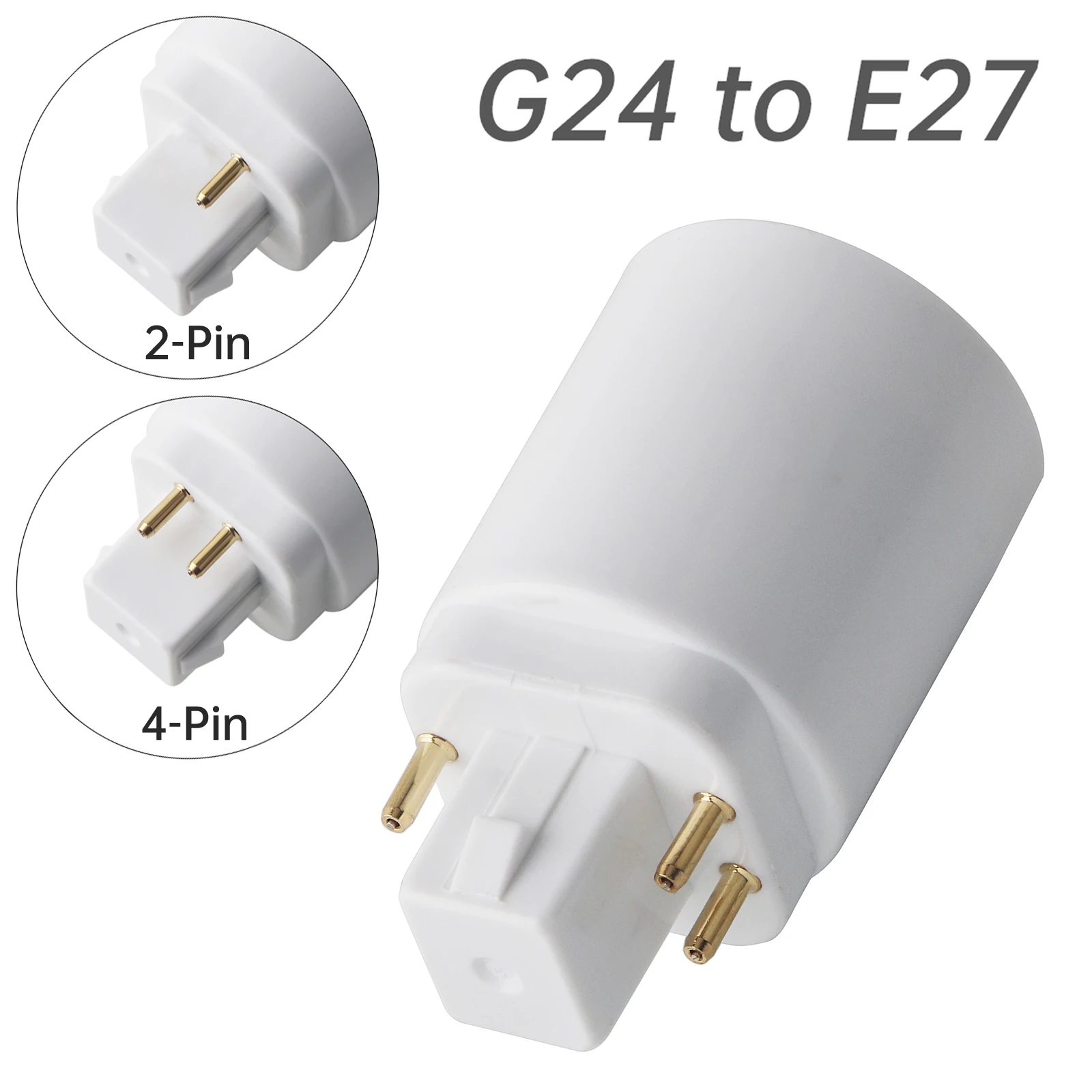 Фото 5 шт., 2-контактный/4-контактный проводящий адаптер G24 на E26 E27, адаптер цоколя лампы Gx24, переходник G24q на средний цоколь Эдисона №3