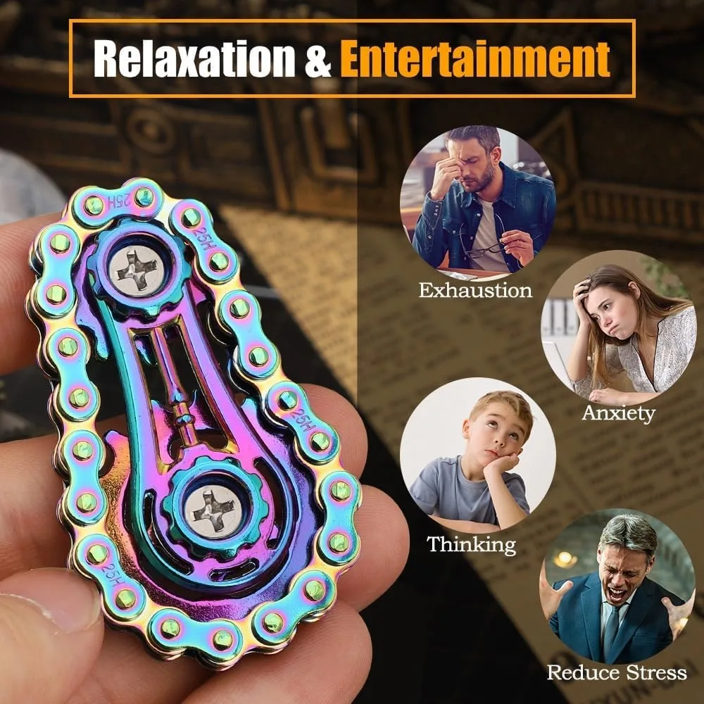 Фото Цепь Fidget, сенсорная велосипедная цепь EDC, антистрессовое снятие тревоги, металлический Fidget Finger, ручной Спиннер, игрушки для детей, взрослых, СДВГ, аутизм №5