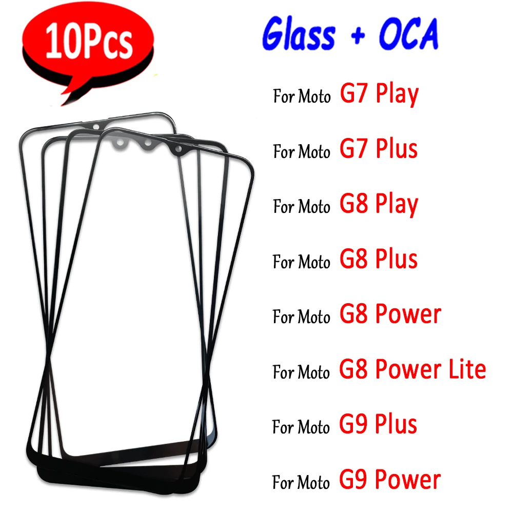 10 шт., новое переднее стекло OCA для Motorola Moto G8 Power Lite G9 G6 Play G7 Plus, ЖК-дисплей, внешний сенсорный экран (можно смешивать)