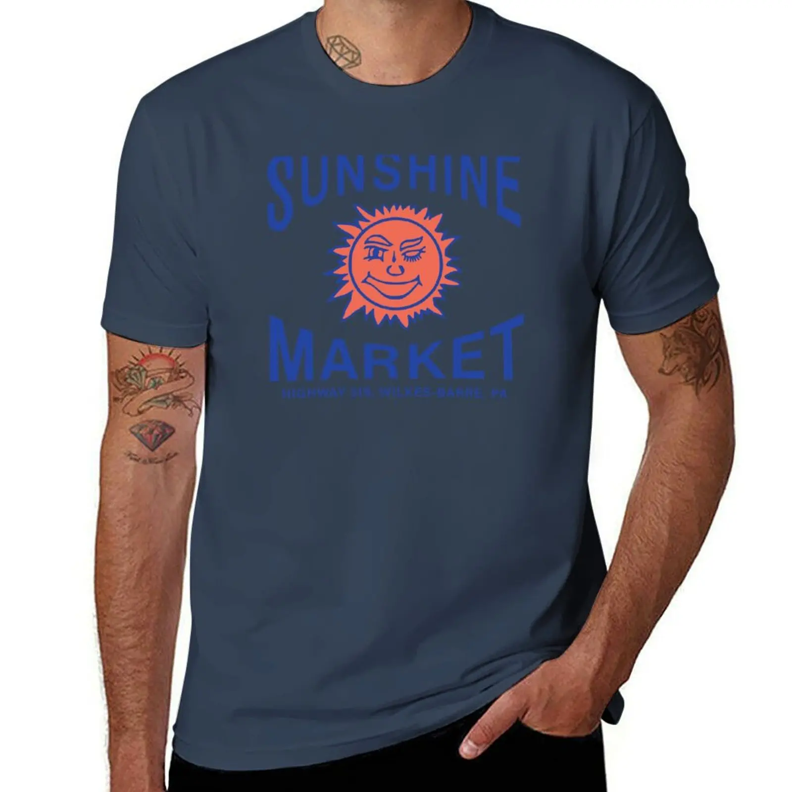 Футболка Sunshine Market, WIlkes-Barre, PA, мужская футболка, мужские футболки с рисунком, мужская хлопковая футболка
