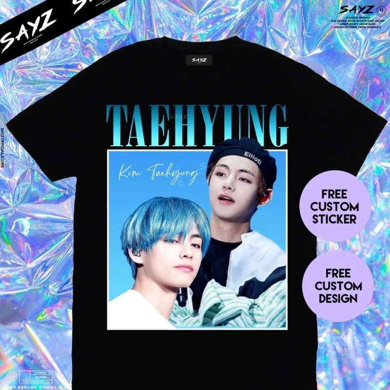 Kaos Taehyung-футболка для мужчин и женщин, уличная одежда ретро, хип-хоп, harajuku, personnalisé