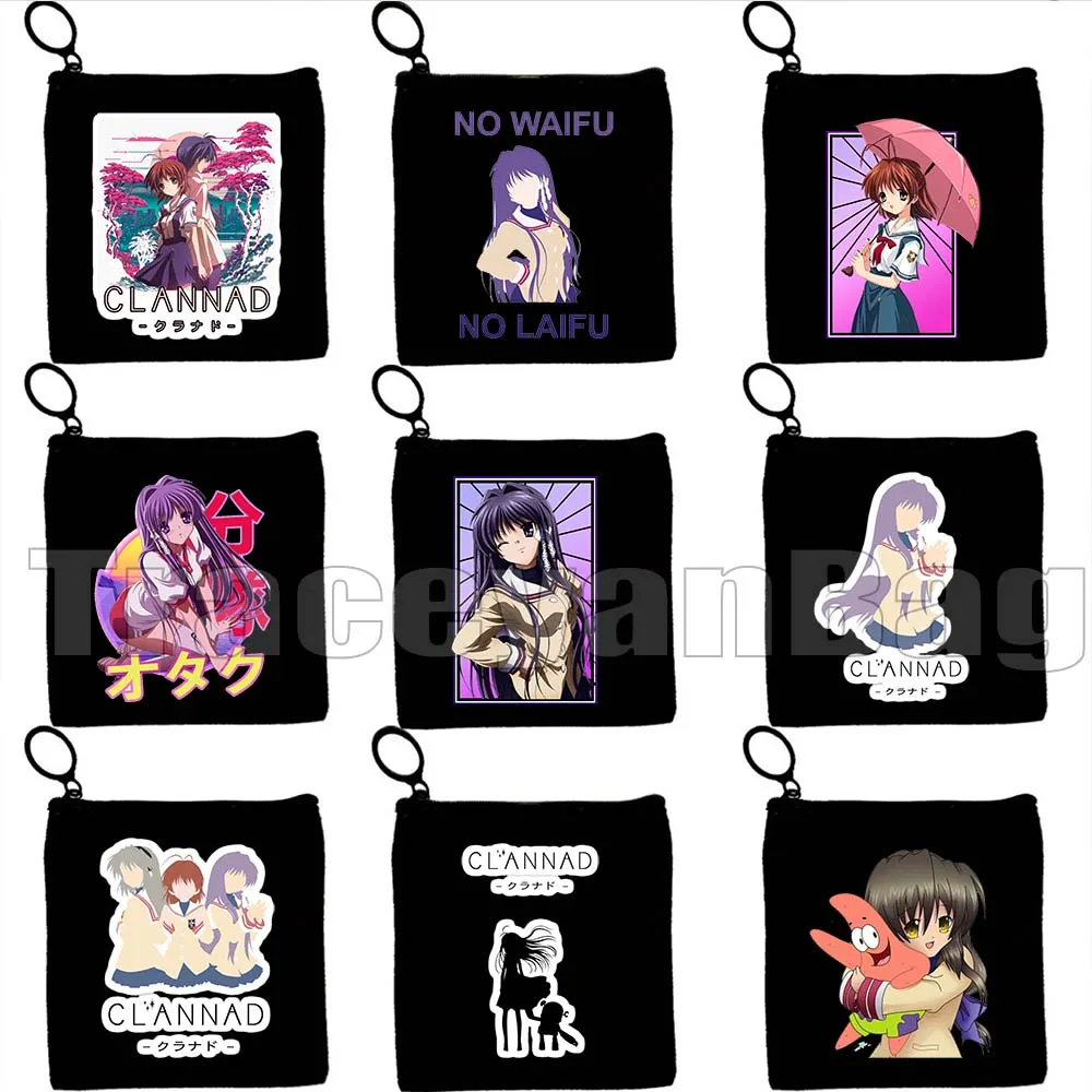 Милый аниме CLANNAD Girl Robot Fujibayashi Kyou Nagisa Tomoyo Kawai Dango Подарки Холст Кошелек для монет Чехол для ключей Маленькая сумка Кошелек