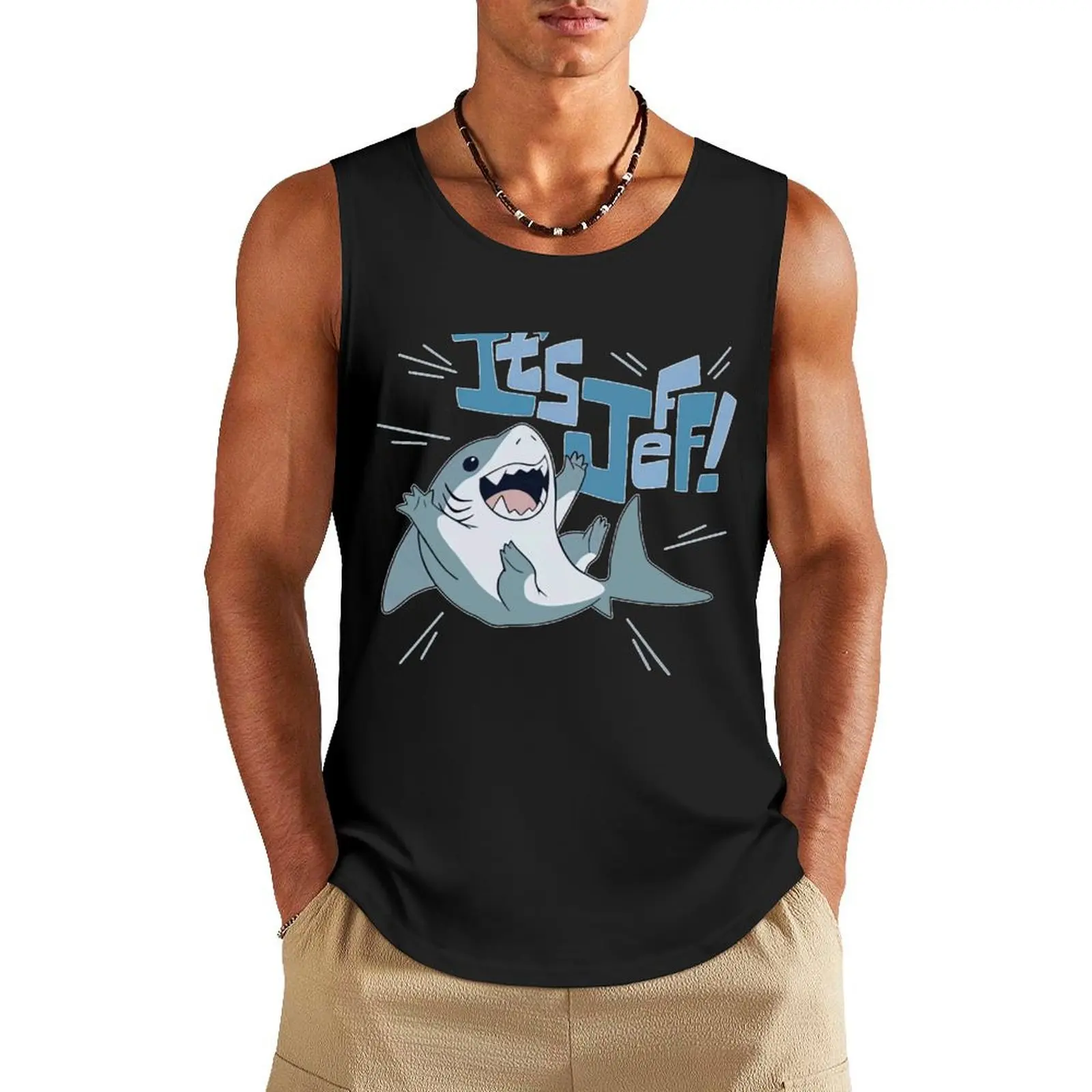 Майка It'S Jeff The Landshark 1, спортивная одежда, мужской жилет, спортивная рубашка, мужская футболка для фитнеса