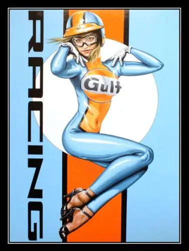 1p,Gulf Racing, металлический знак в винтажном стиле в стиле ретро/навеска, гараж в пещере, сарай
