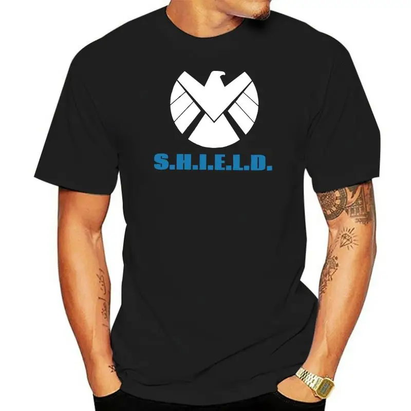 Агенты логотипа Щита S.H.I.E.L.D. Официальная черная мужская футболка, модные новые футболки, футболки, футболка