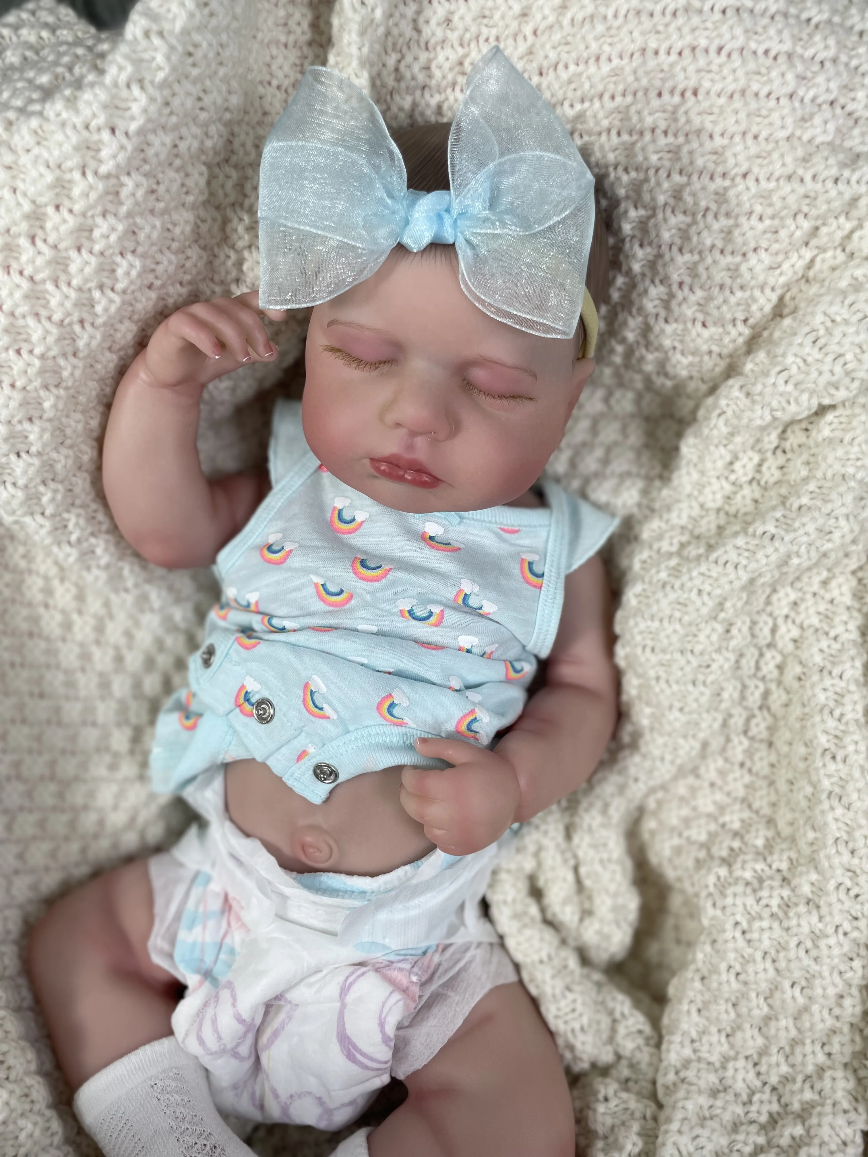 Виниловая кукла LouLou Sleeping Reborn, 20-дюймовая 3D-окрашенная кожа