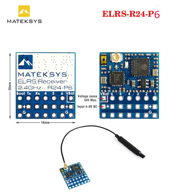 Фото НОВЫЙ наноприемник MATEK Mateksys ExpressLRS ELRS 2,4 ГГц ELRS-R24-P6 для гоночных дронов дальнего действия Micro Mini Freestyle №3