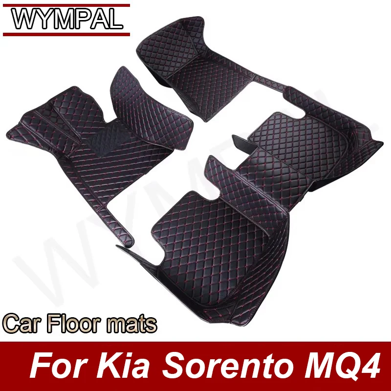 Кожаные автомобильные коврики CustomLeather для Kia Sorento MQ4 2021-2023 7-местные автомобильные коврики с защитой от грязи, роскошные автомобильные аксессуары Alfombrillas Coche