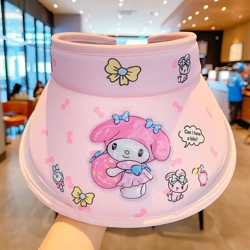 Фото Кавайная аниме Sanrio Kuromi Cinnamoroll детская Солнцезащитная шапка Милая мультяшная My Melody Pompompurin анти-УФ Солнцезащитная шапка детские подарки №5
