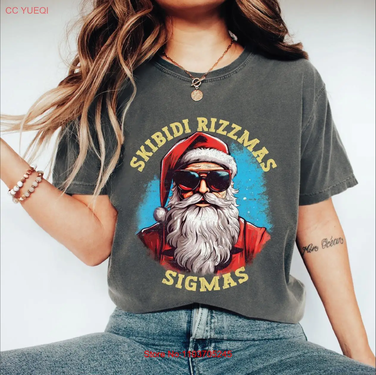 Рубашка Skibidi Rizzmas Merry T Sigma Santa Toilet Рождество с длинными или короткими рукавами