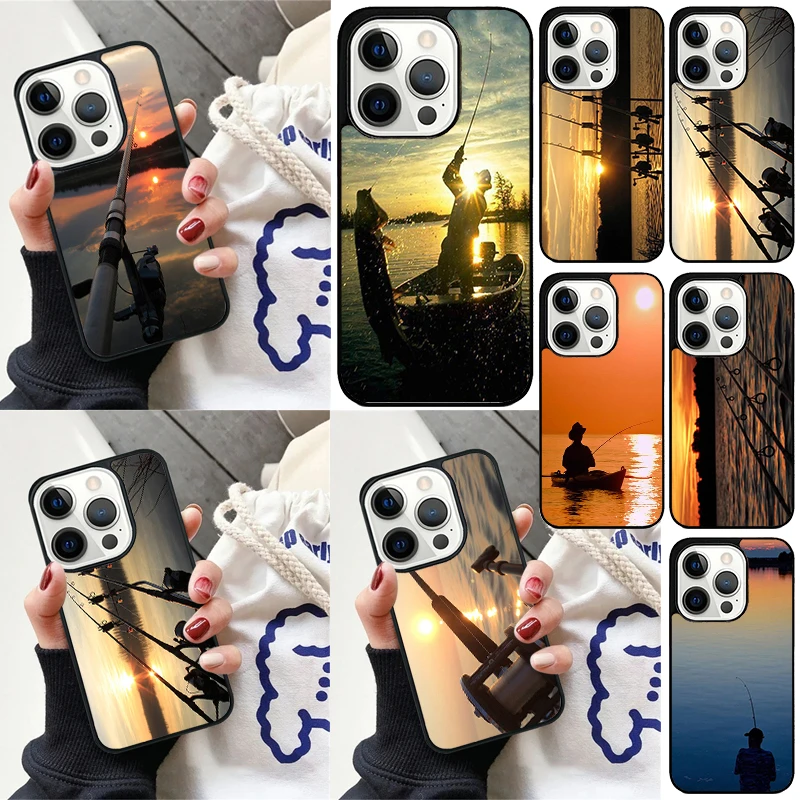 Чехол для телефона «Рыбалка Озеро Закат» для iPhone 17, Air Plus Max 16, 16e 13 14 15 Pro Max 12 11 15 Pro Max Cover
