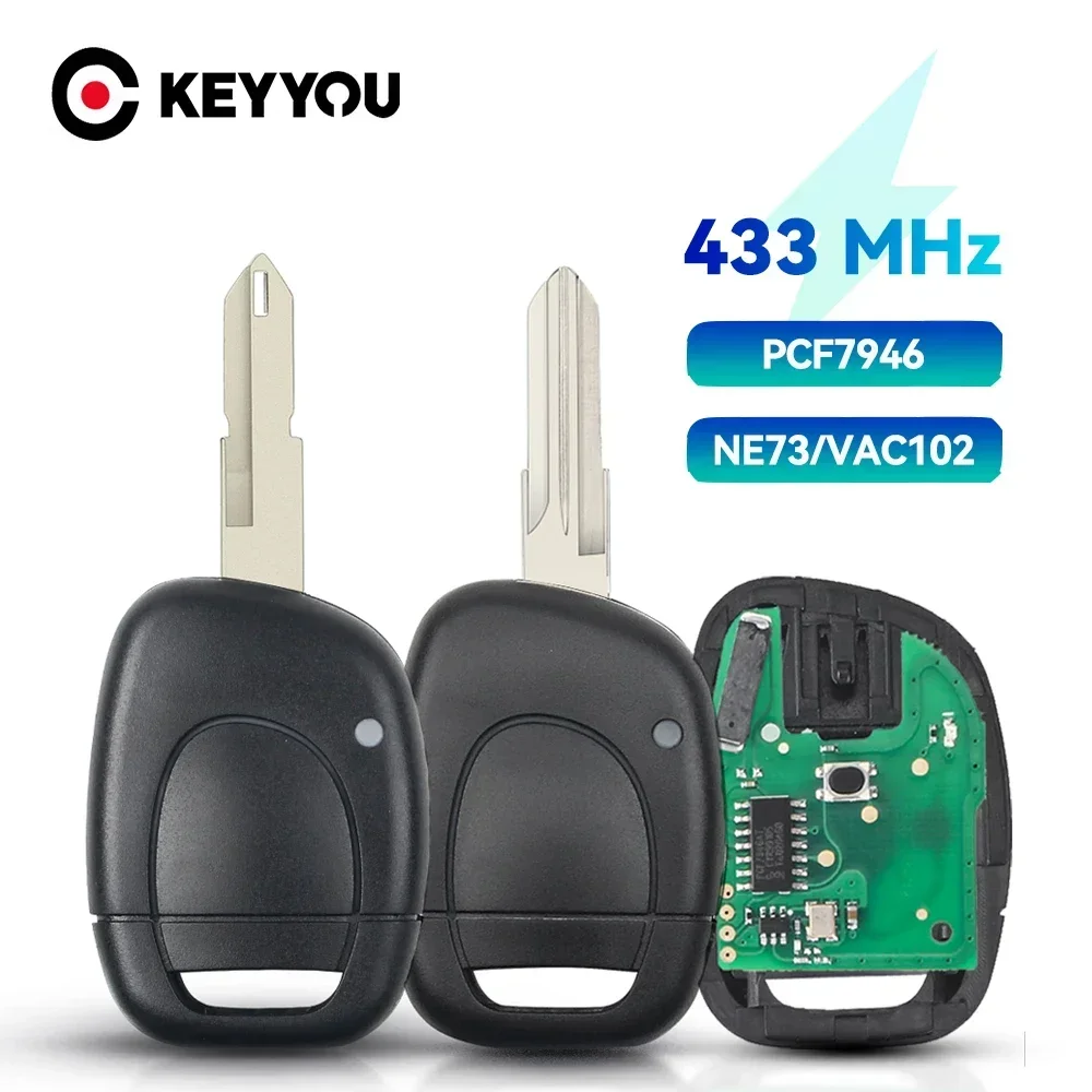 KEYYOU новый 1-кнопочный для Renault Clio Master Twingo Kangoo 433 МГц автомобильный дистанционный ключ NE73 VAC102 Blade ID46 PCF7946 чип Shell Стартеры