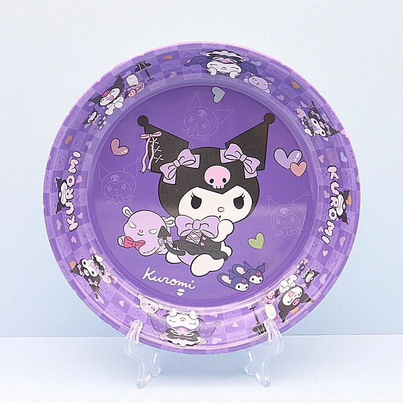 Милая мультяшная обеденная тарелка «Hello Kitty», детская кавайная тарелка круглой формы, блюдце, посуда, фруктовые тарелки Kuromi Melody, поднос для закусок, подарки