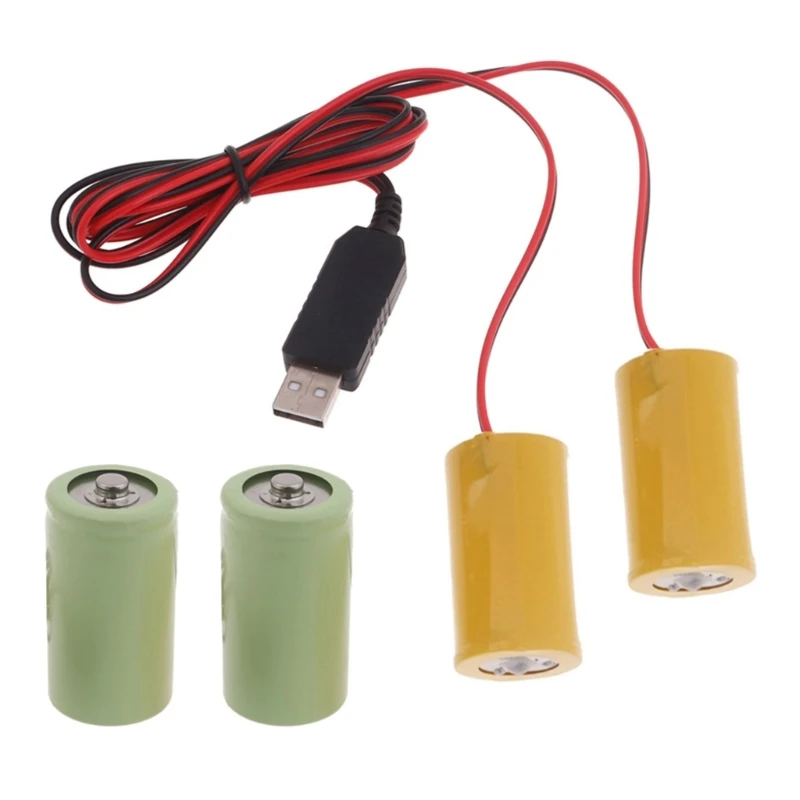 ADWE 2в1 USB-конвертер питания D для замены батарей, 2 шт. 1,5 В D LR20, батарейки для дистанционного управления, светодиодные