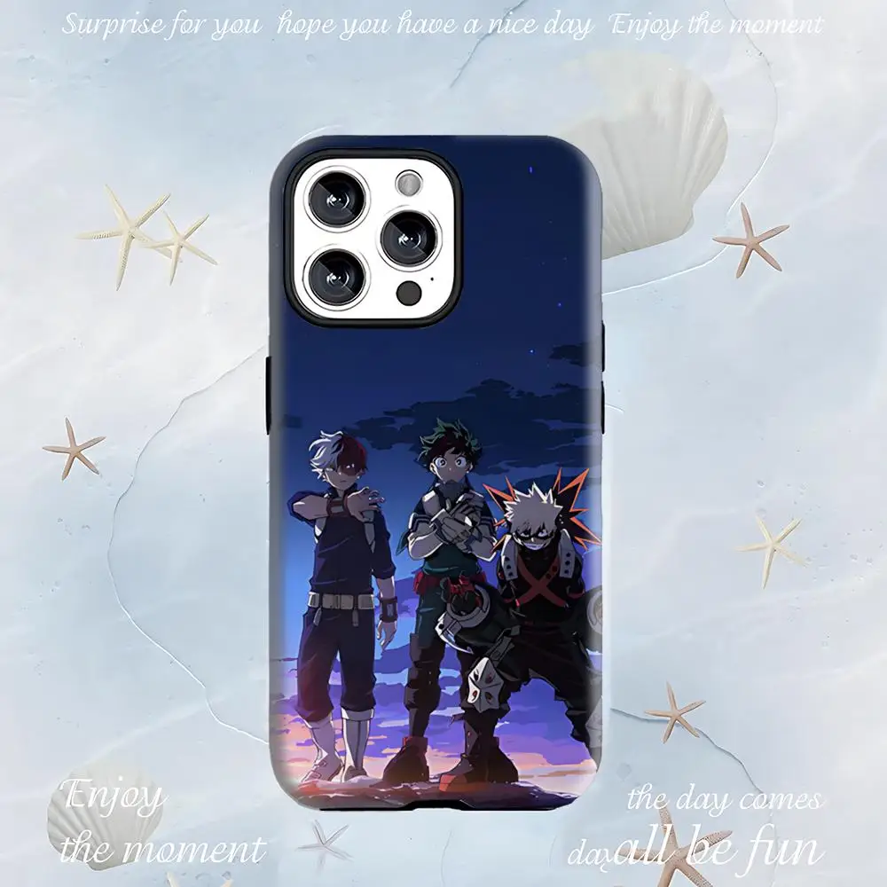 Фото Популярный чехол для телефона «My Hero Academia Anime» 2 в 1, глянцевый корпус для iPhone 17 16 e 15 14 13 12 11 Pro Max Plus mini XS №2