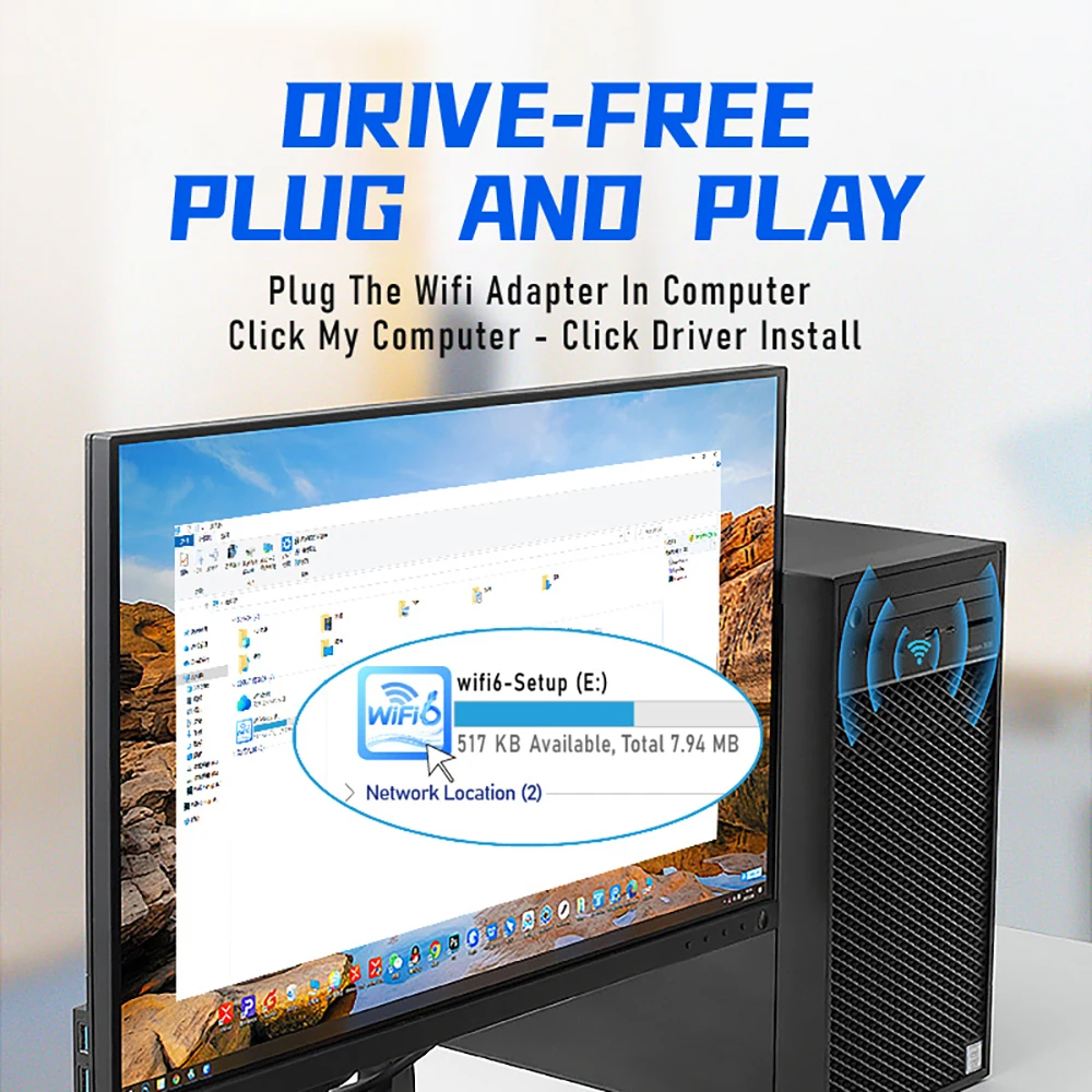 Фото 1800 Мбит/с Wi-Fi6 USB3.0 адаптер 802.11AX двухдиапазонный 2,4G/5 ГГц беспроводной Wi-Fi ключ сетевая карта RTL8832AU поддержка Win10/11 ПК №4