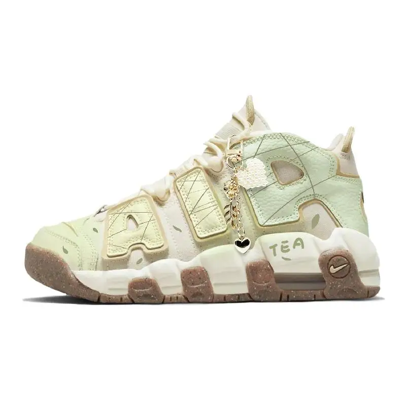 Фото [На заказ желто-зеленый полосатый кожаный навес S-BOX] Nike Air More Uptempo Противоскользящий износостойкий винтажный баскетбольный мяч средней длины S №2