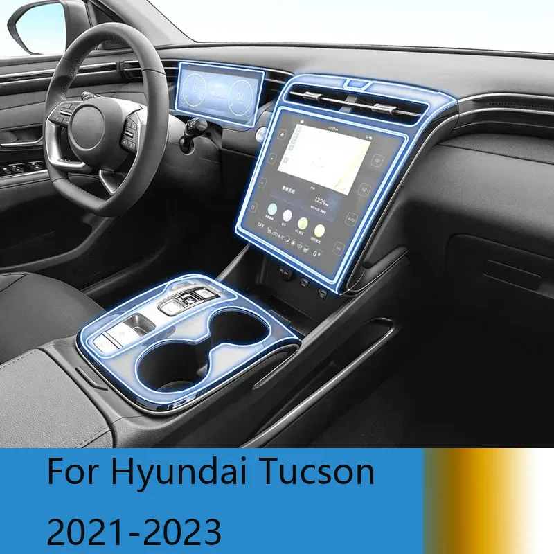 Прозрачная пленка из ТПУ для Hyundai Tucson 2021-2023, Защитная Наклейка для интерьера, центральная консоль, экранная шестерня, дверная панель, автомобильные аксессуары