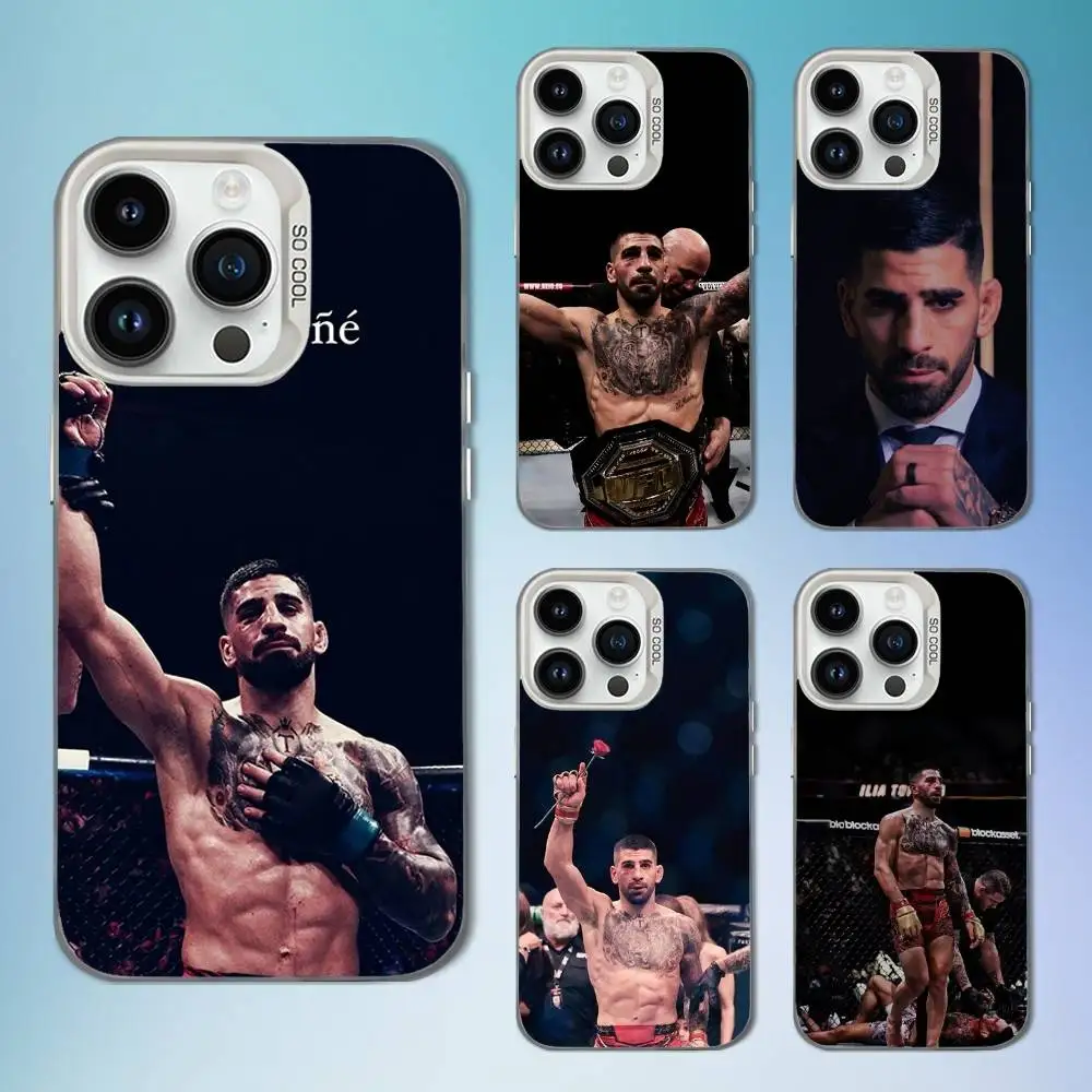 Чехол для телефона I-Ilia Fighting T-Topuria для iPhone 16,15,14,13,12,11, Mini, Pro, SE, MAX, белый матовый противоударный чехол