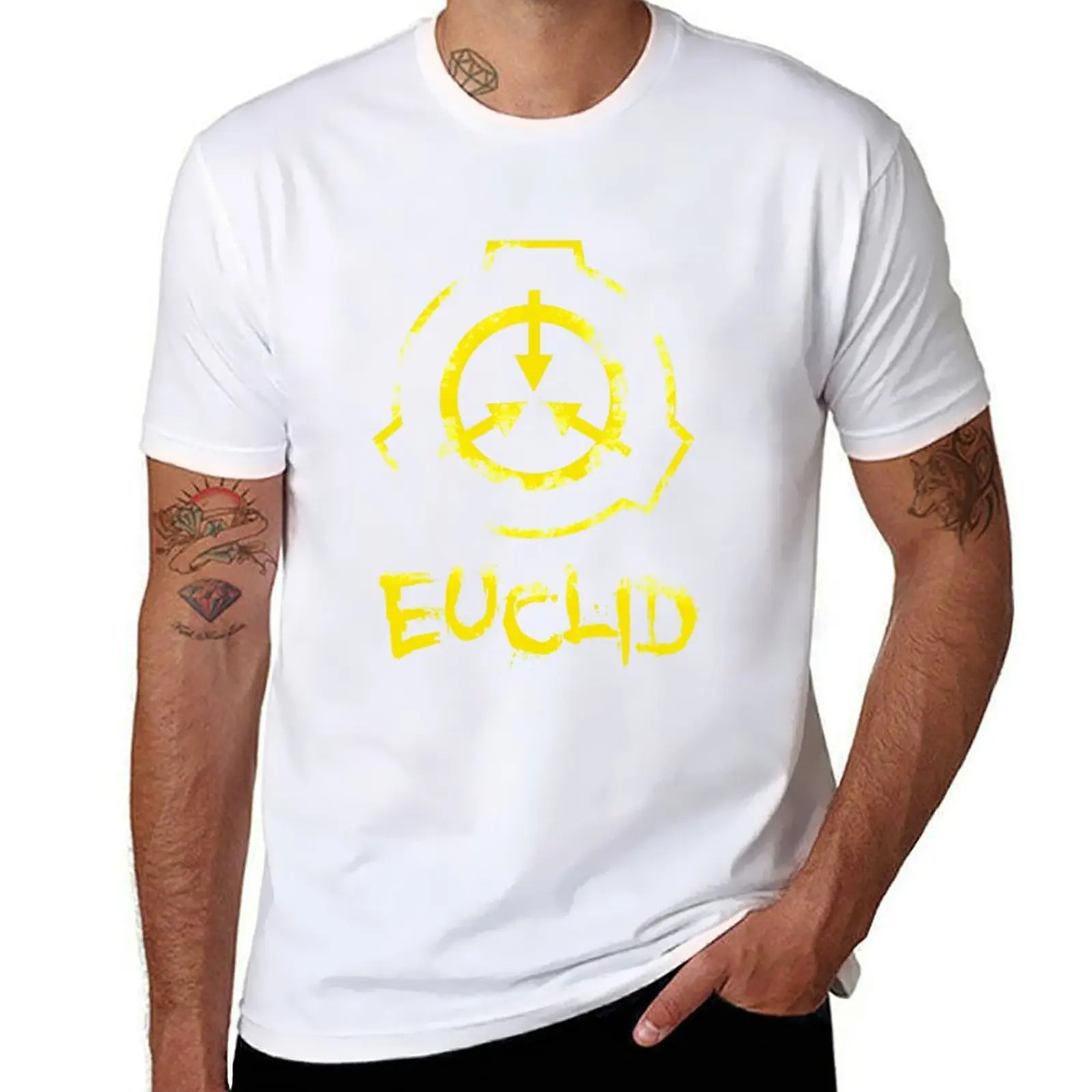 SCP Foundation: футболка Euclid, мужские хлопковые футболки для мужчин, белая футболка
