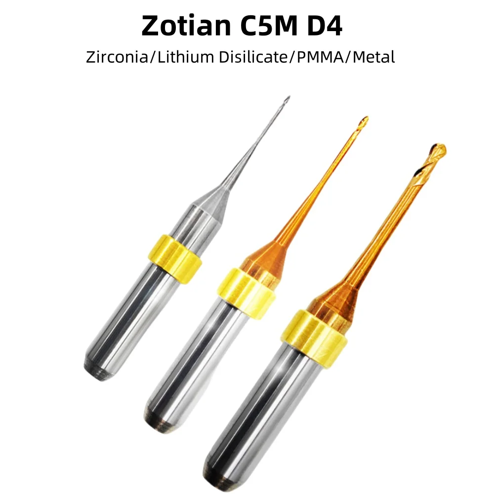 Стоматологические фрезерные боры Zotion CM5 D4 для циркония, лития, дисиликата, ПММА, металлического алмазного покрытия, система CAD CAM, стоматологический резак, инструмент
