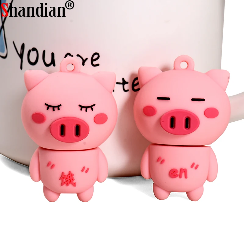 Фото Флэш-накопитель 32/64 ГБ SHANDIAN, Usb 2,0, с изображением очаровательной свинки из мультфильма, креативные подарки для детей, брелок для ключей №5