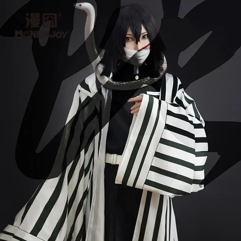 2025 Новый аниме Demon Slayer Kimetsu No Yaiba Iguro Obanai Кимоно Униформа Аниме Парик Косплей Костюм Хэллоуин Вечеринка Белый S s1d2g