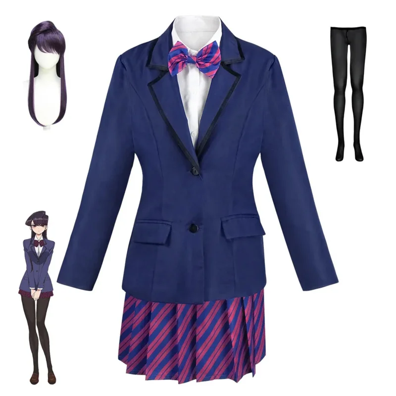 Komi Can't Communicate Komi Shoko Osana Najimi Косплей Костюм Одежда Рубашка Галстук Короткий Парик Шея Женщины Аниме Униформа Хэллоуин