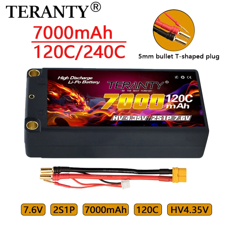 Upgradedl TERANTY 7,6 В 2S 7000 мАч 120C/240C HV Lipo аккумулятор, совместимый с 1/10 пультом дистанционного управления, гоночная радиоуправляемая модель танка, аккумулятор