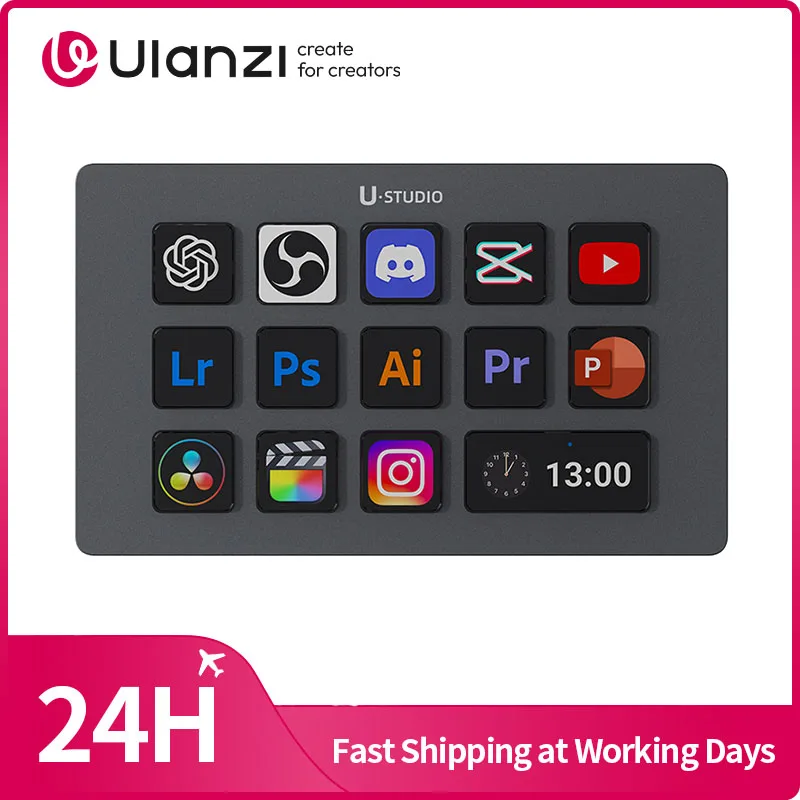 Ulanzi D200H Deck Dock с искусственным интеллектом, офисный потоковый контроллер для компьютера, заполняющий свет для интеллектуальной комнаты прямой трансляции