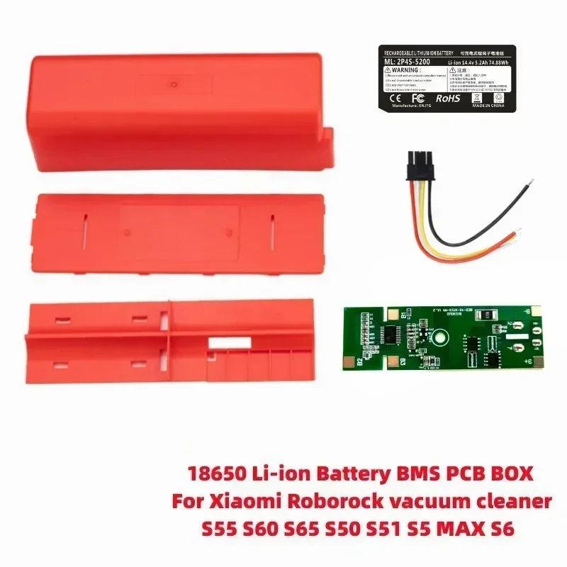18650 литий-ионный аккумулятор BMS PCB чехол для пылесоса Xiaomi Roborock S55 S60 S65 S50 S51 S5 MAX S6 Заложенный корпус литиевой коробки