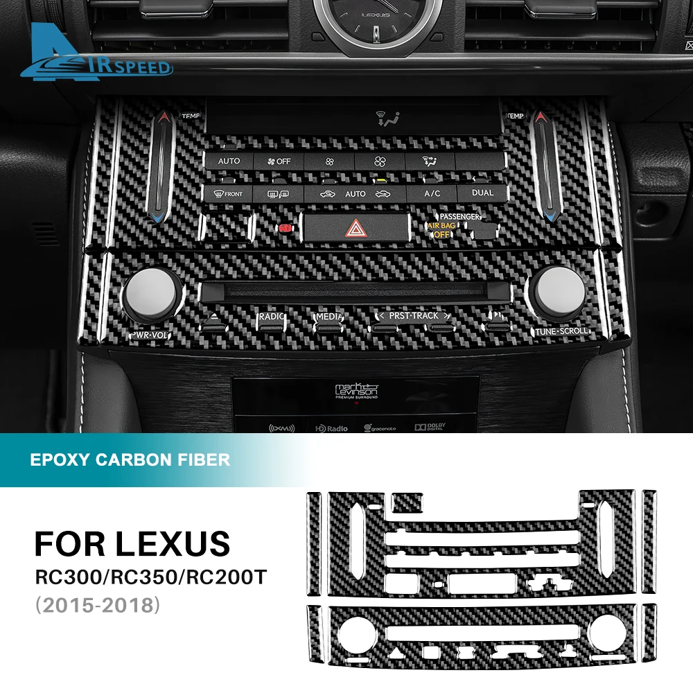 Для Lexus RC300 RC350 RC200T 2015 2016 2017 2018 настоящая мягкая внутренняя отделка из углеродного волокна LHD RHD автомобильный аудиоцентр наклейка переменного тока