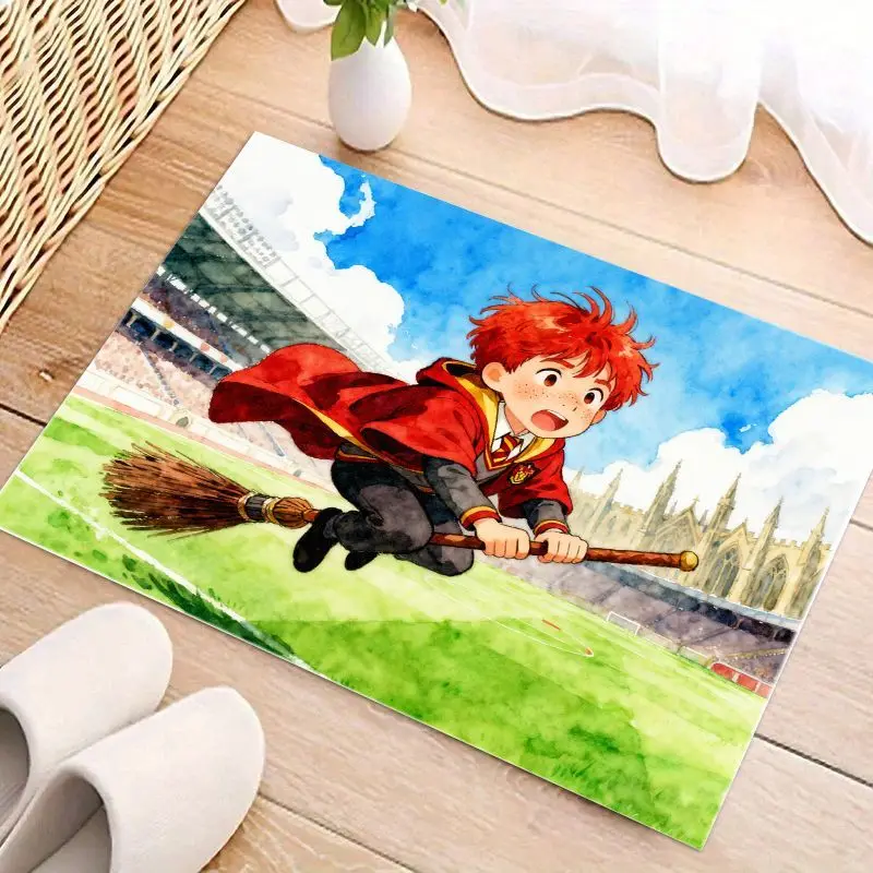 Фото 1 шт. аниме Волшебник мальчик летающая метла Quidditch полевой напольный коврик для гостиной, спальни, детской игровой комнаты, домашний декор, нескользящий мягкий абс №4