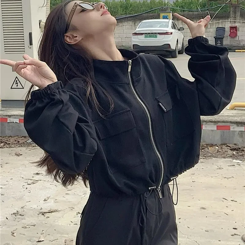 Фото Blouson женское пальто короткие женские куртки на шнурке повседневные дешевые молодежные корейские отзывы одежда на подкладке роскошный демисезонный стиль №2