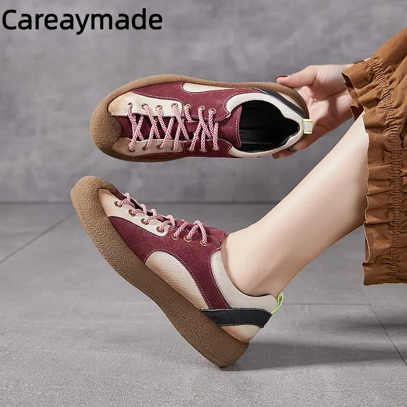 Careaymade-Немецкие кроссовки из натуральной кожи, женские туфли для папы с низким вырезом, кожаные спортивные противоскользящие спортивные туфли, повседневная женская обувь