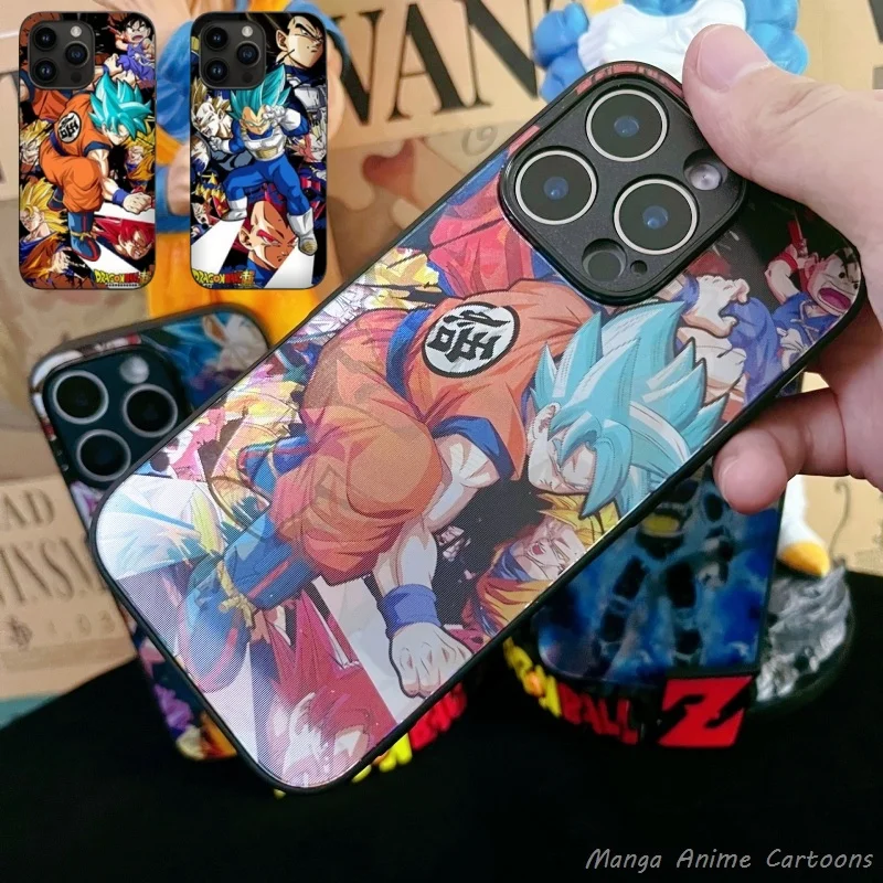 Чехол для телефона с 3D решеткой Dragon Ball для iPhone 11 12 13 14 15 16 17 Pro Max Plus Mini Air XR Goku Vegeta Saiyan синяя задняя крышка Чехлы и чехлы для мобильных телефонов