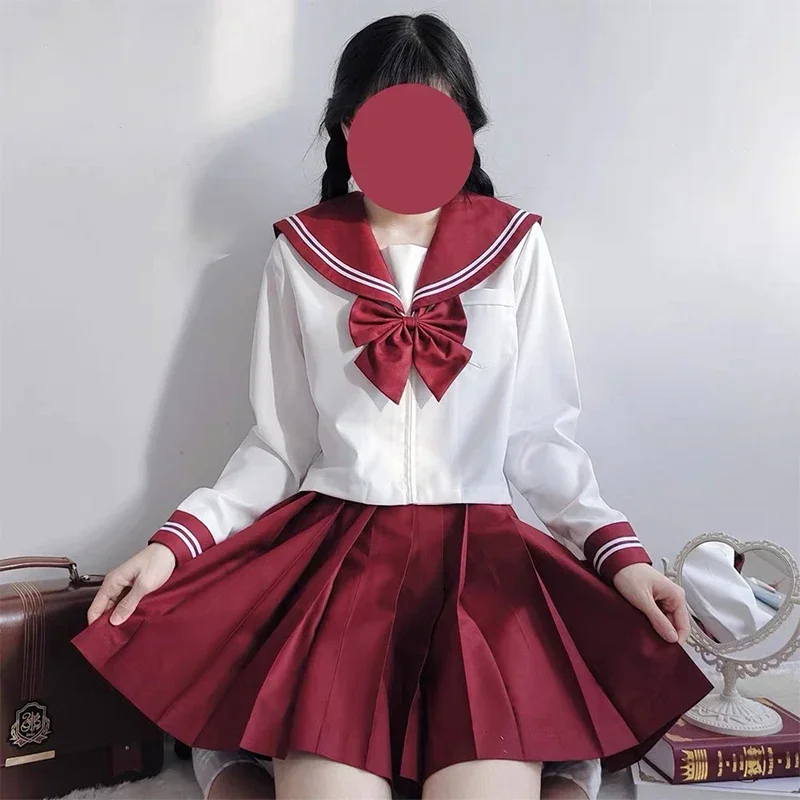 Японская школьная форма s-xxl JK, школьная форма для девочек, красный костюм, женский сексуальный костюм JK, куртка моряка, плиссированная юбка MN7