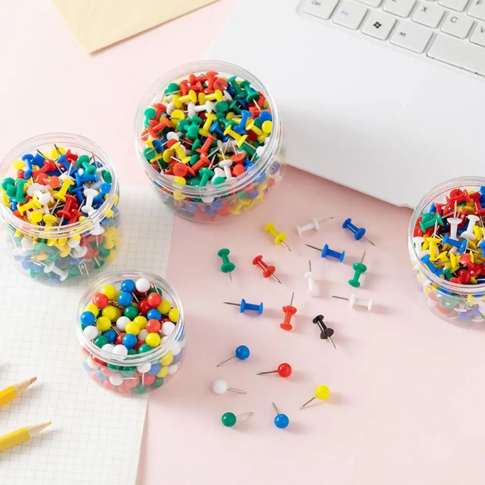 100PCS Boxed Wall Cards Photos Pushpin Thumbtack Cork Board Plastic Board Tacks Push Pins Buttons Pins Thumb Tacks Pins Fixings