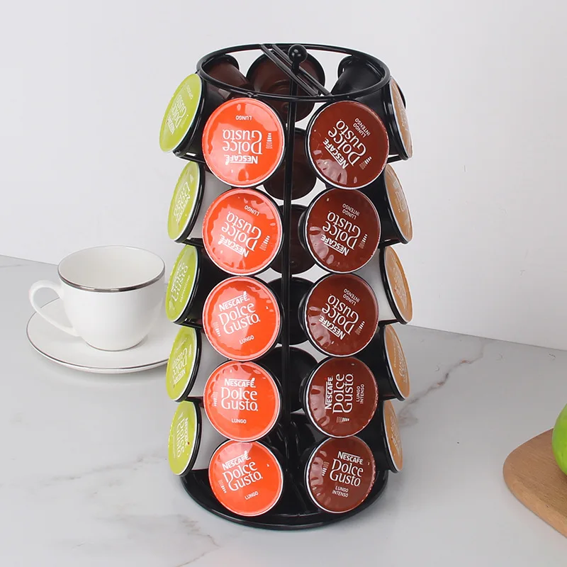 Вращающийся держатель для кофейных капсул Dolce Gusto, подставка для кофе, 35-чашка, башня, подставка для капсул K, черная подставка для капсул