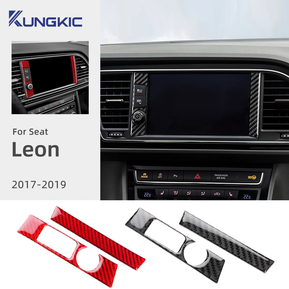 Настоящая мягкая наклейка из углеродного волокна для Seat Leon 2017 2018 2019, LHD RHD, боковая отделка центральной рамки управления, аксессуары для интерьера