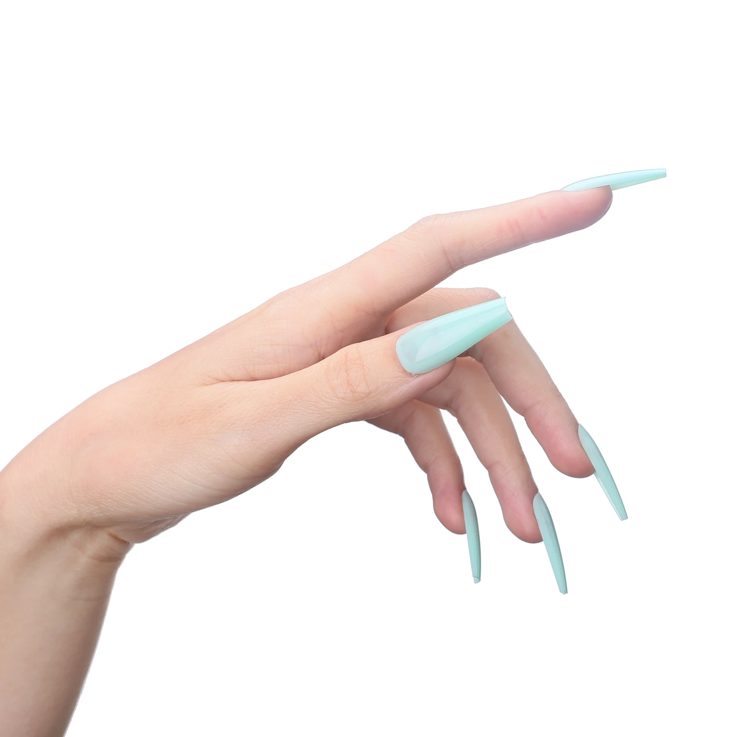 Фото Экстра гель Mint Fasle Nails Summer Blule Candy Long Coffin Акриловые ногти для салона 24 шт. светло-зеленые накладные ногти балетные УФ-глянцевые №5