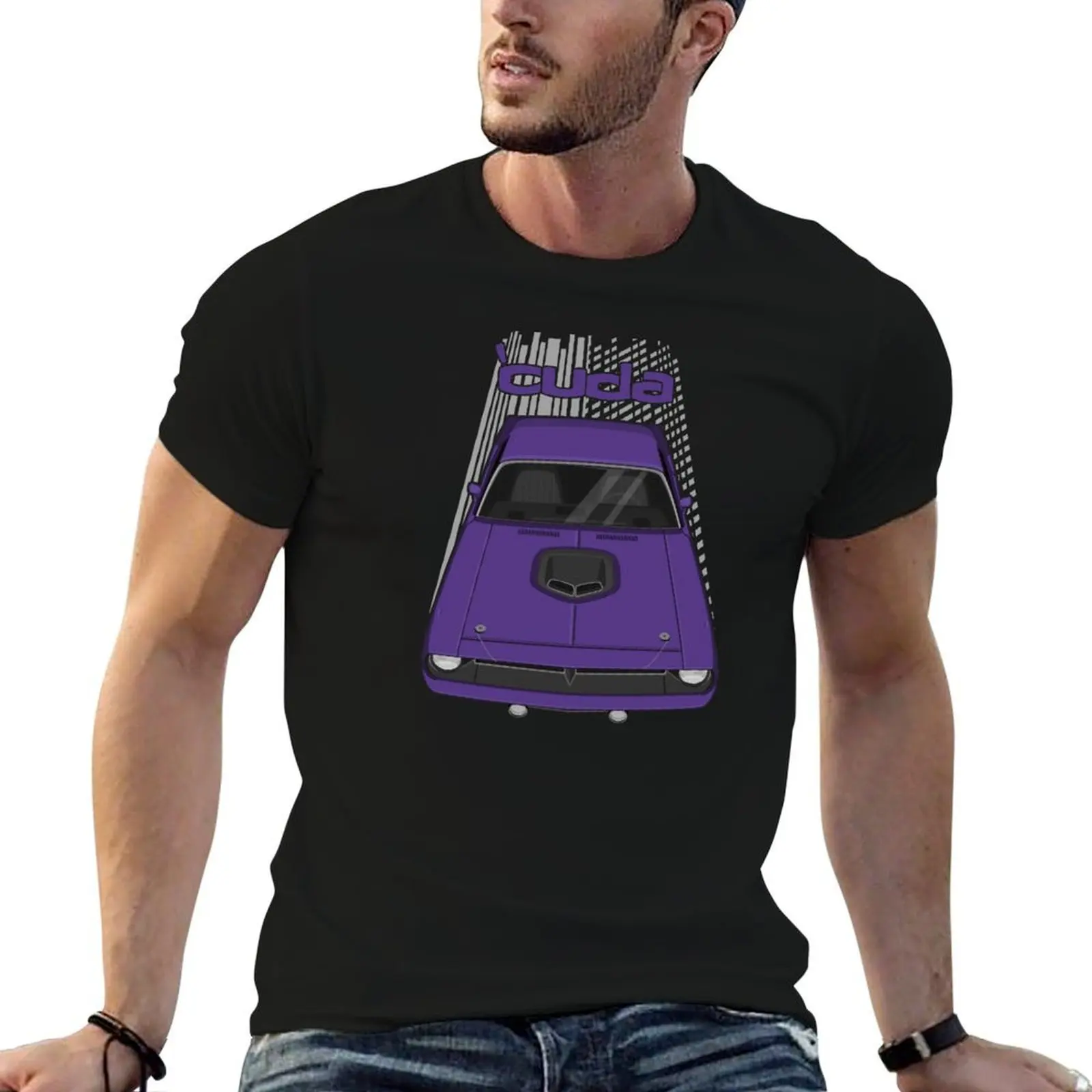 Plymouth Barracuda - Hemi Cuda - 1970 - Plum Crazy Purple Футболка футболки для мужчин хлопковые мягкие забавные футболки темный юмор Футболка